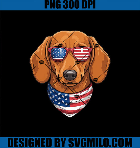 Cute Dachshund Dog USA Flag Sunglasses PNG,  Women Men 4th Of July PNG