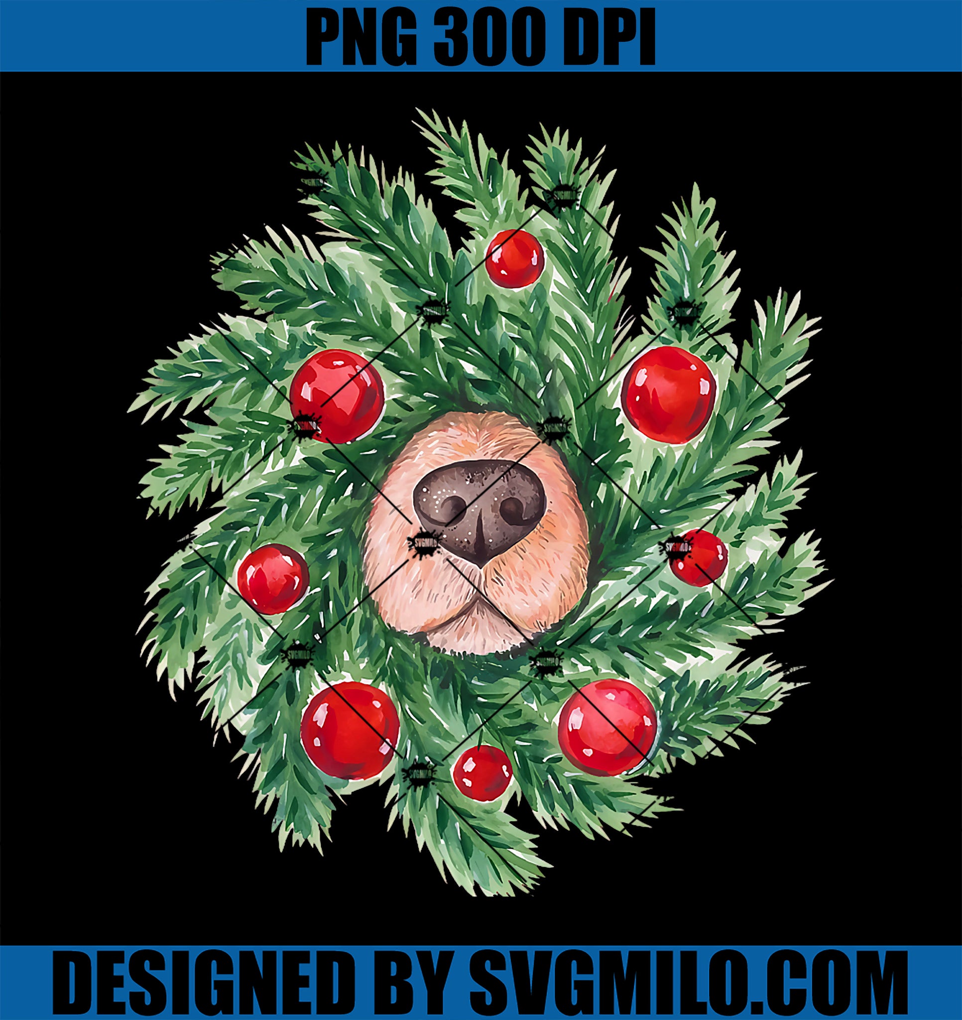 Cute Dog Nose Christmas Wreath Christmas Dog Mom Dog Lover PNG