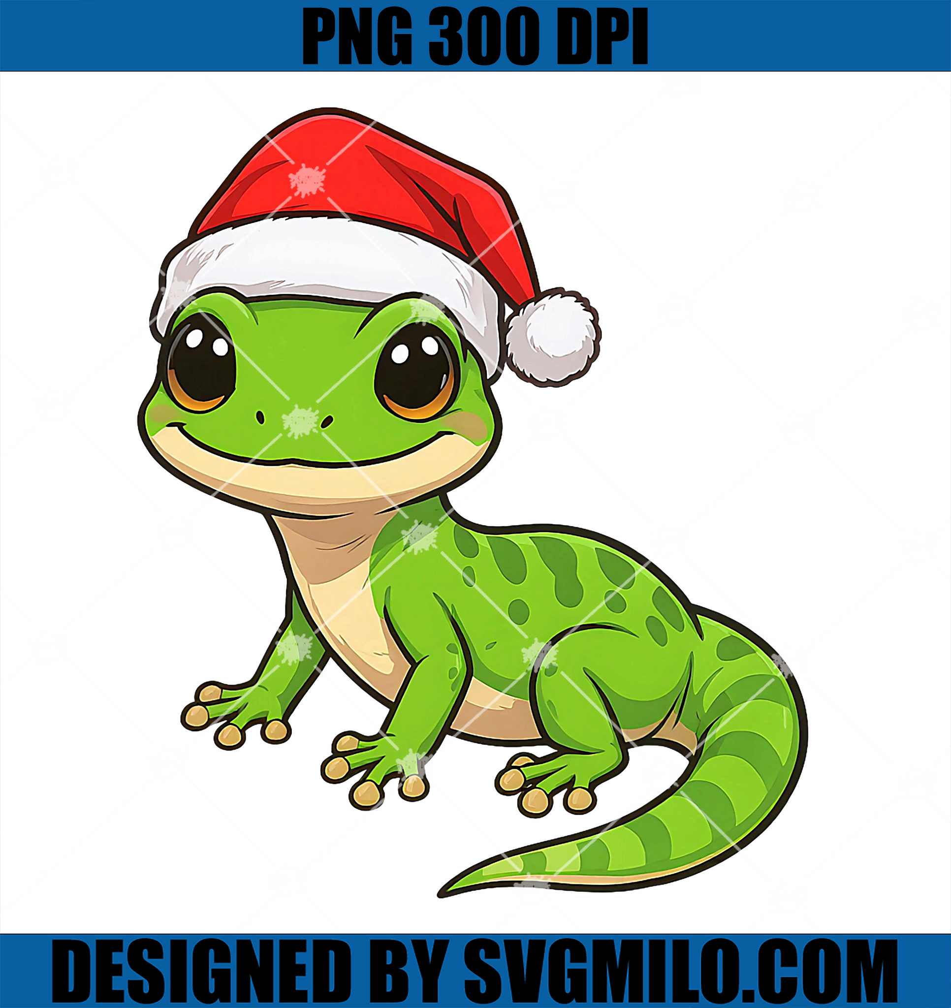 Cute Gecko Santa Hat PNG, Christmas Reptile Lover Holiday Lizard PNG