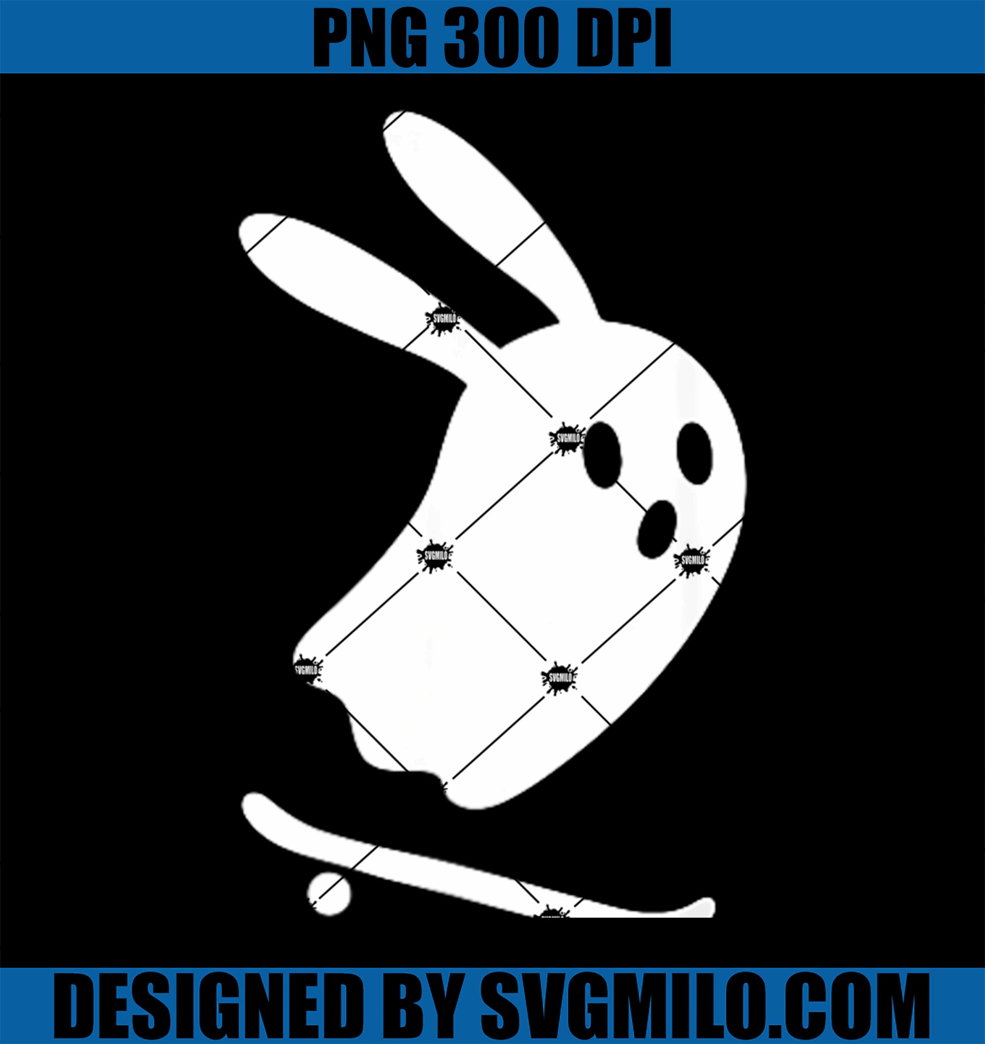 Cute Ghost Bunny On Skateboard PNG, Halloween Scary Spooky Season PNG