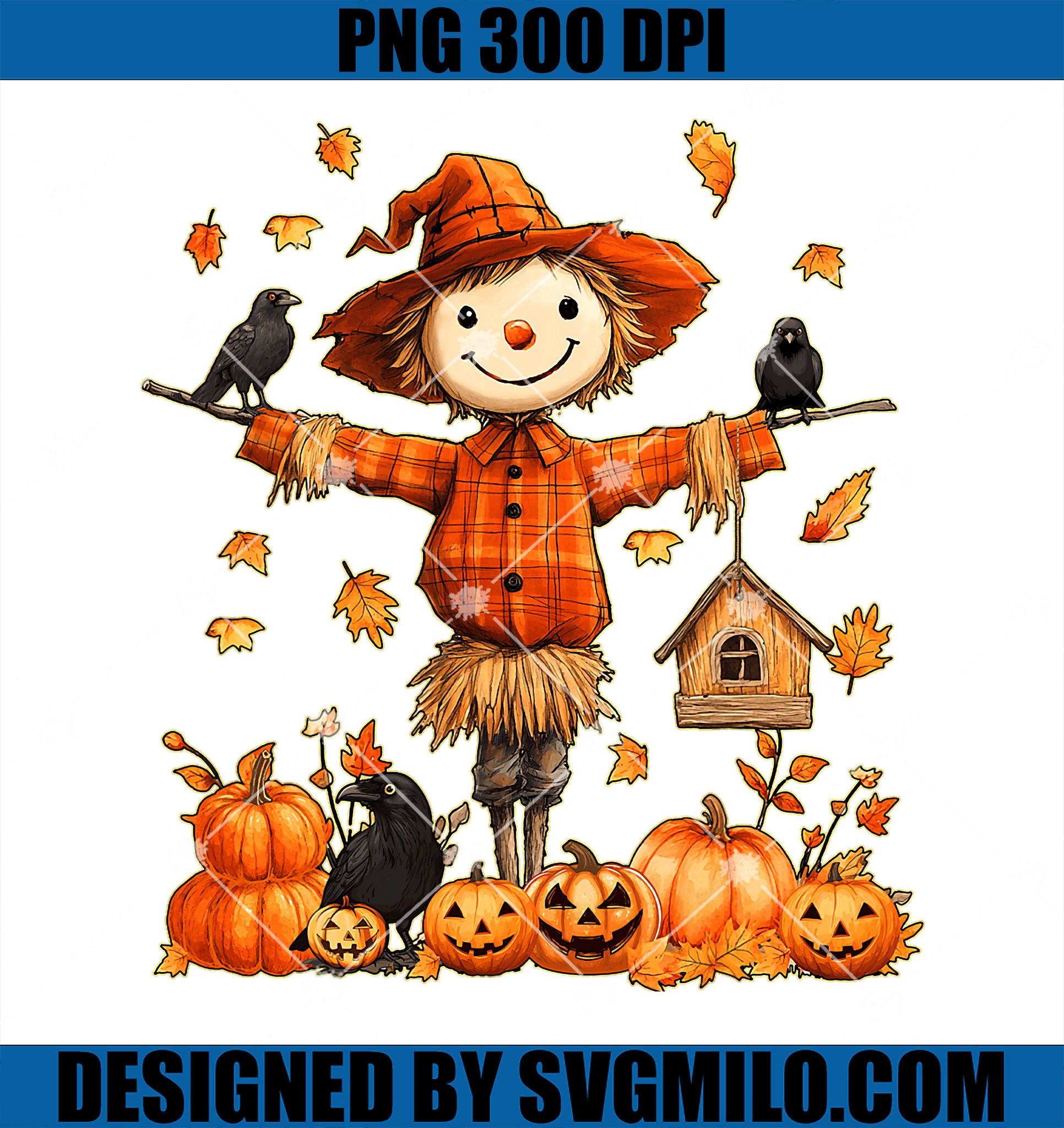 Cute Scarecrow Pumpkin Thanksgiving Halloween Hello Fall PNG