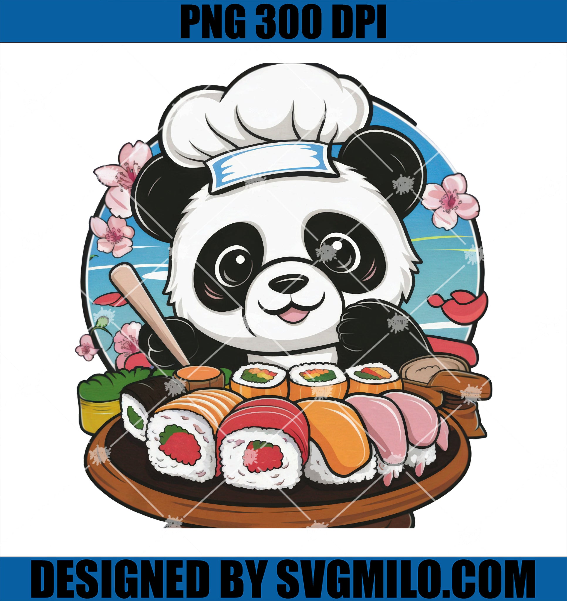 Cute kawaii panda with a Big Sushi Variation PNG