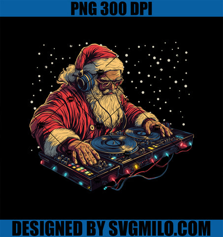 DJ Santa Claus Spinning Christmas Beats PNG, Funny Santa House Music PNG