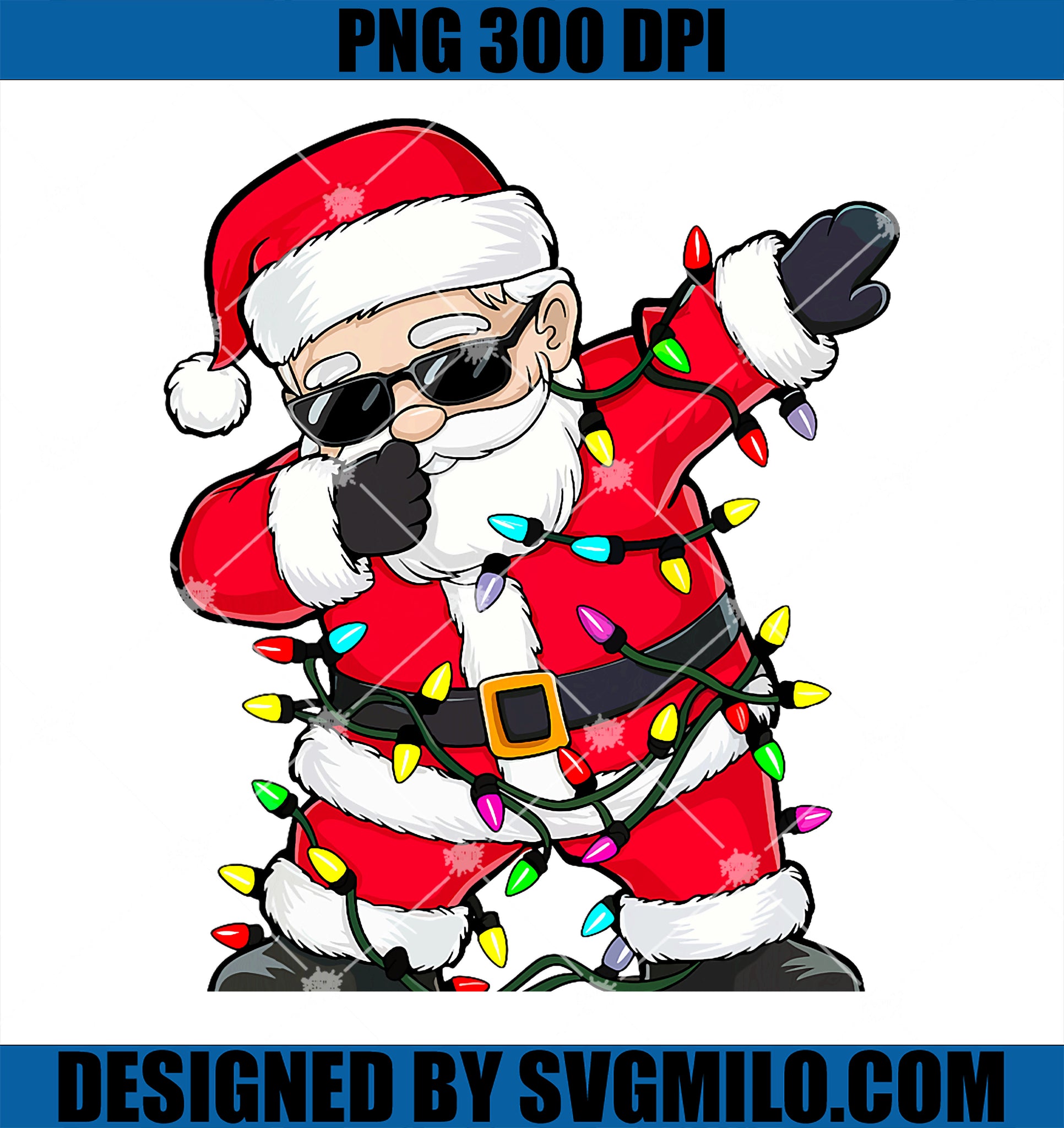 Dabbing Santa Lights Christmas PNG