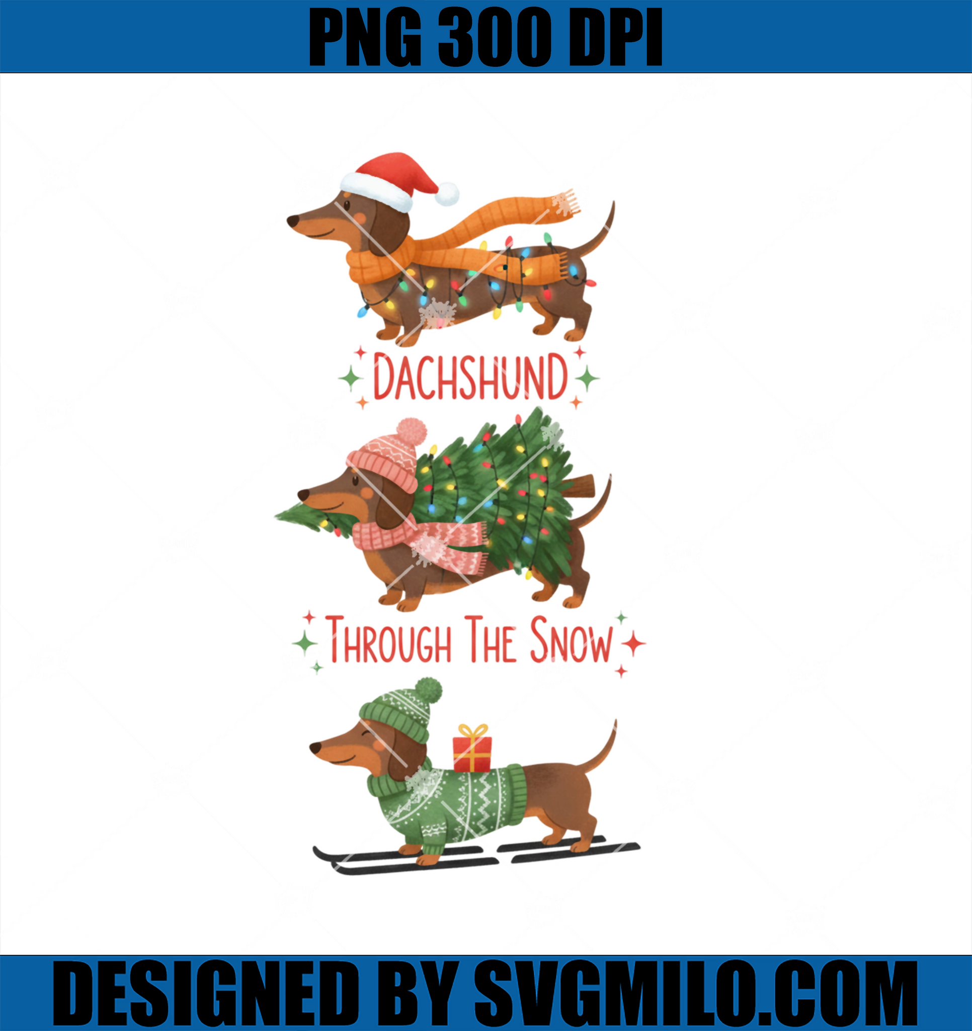 Dachshund Dogs Christmas PNG, Dachshund Through Snow PNG