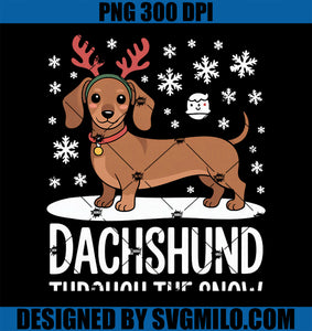 Dachshund Through The Snow Cute PNG, Reindeer Christmas PNG