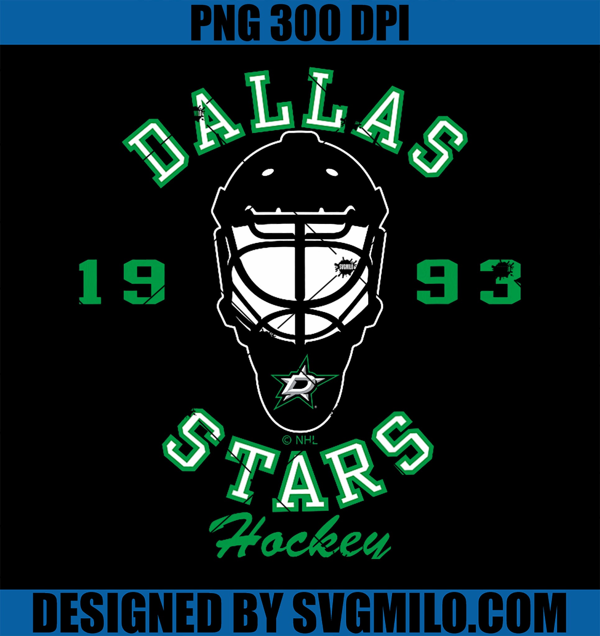 Dallas Stars Hockey Mask Black Officially Licensed PNG