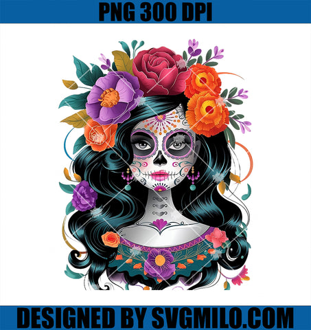 De Los Muertos La Catrina Day of the Dead Women Sugar Skull PNG