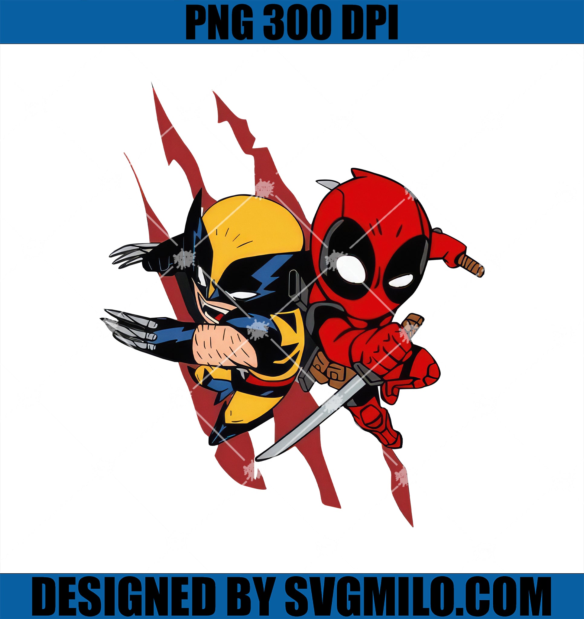 Deadpool Chibi PNG, Wolverine Chibi PNG 