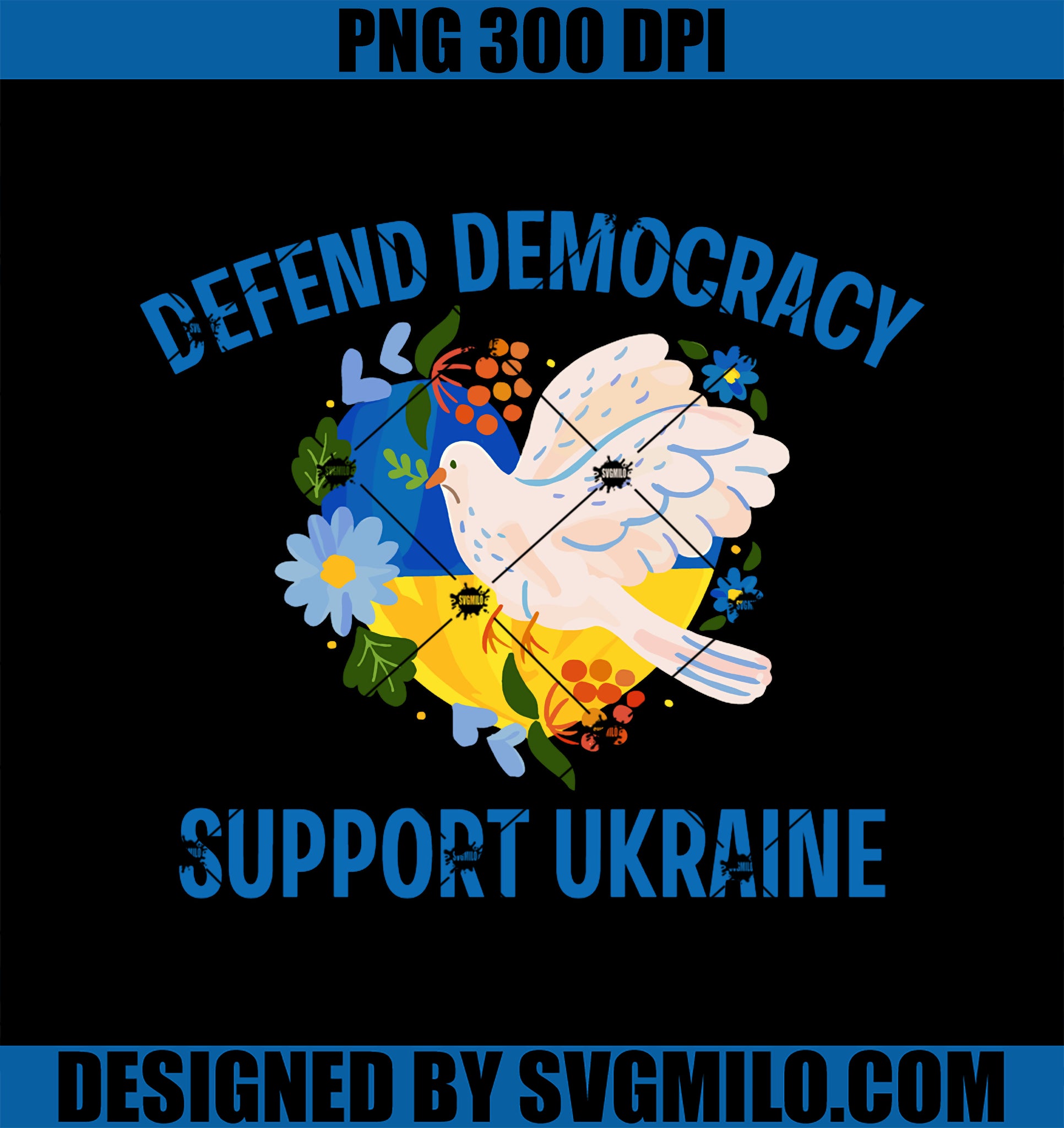 Defend Democracy Support Ukraine PNG, Stand With Zelensky Peace PNG