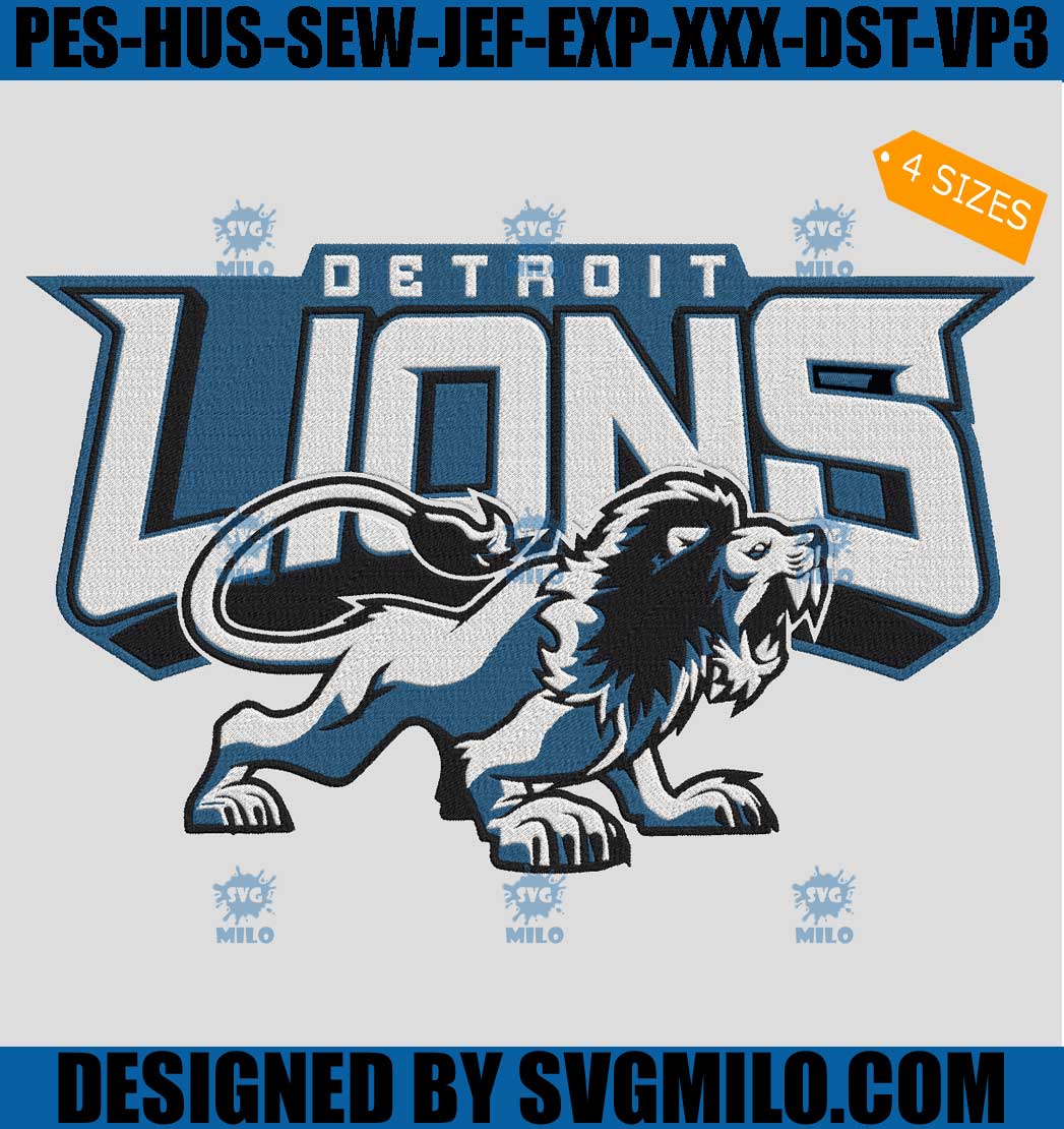 Detroit Lions Embroidery Design, Lion NFL Football Embroidery Design