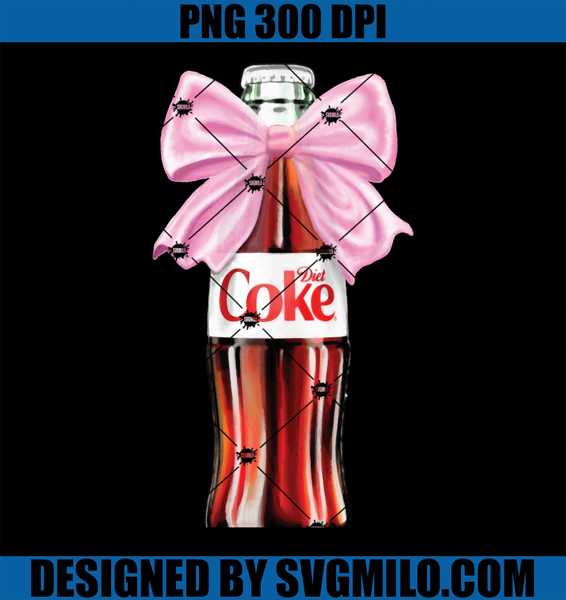 Diet Coke Classic Bottle With Pink Coquette Bow PNG