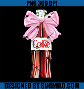 Diet Coke Classic Bottle With Pink Coquette Bow PNG