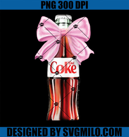 Diet Coke Classic Bottle With Pink Coquette Bow PNG