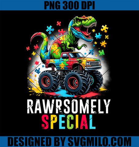 Dinosaur T Rex Monster Truck Autism Rawrsomely Special PNG