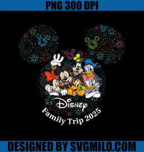 Disney Mickey & Friends Fireworks Vacation Family Trip 2025 PNG