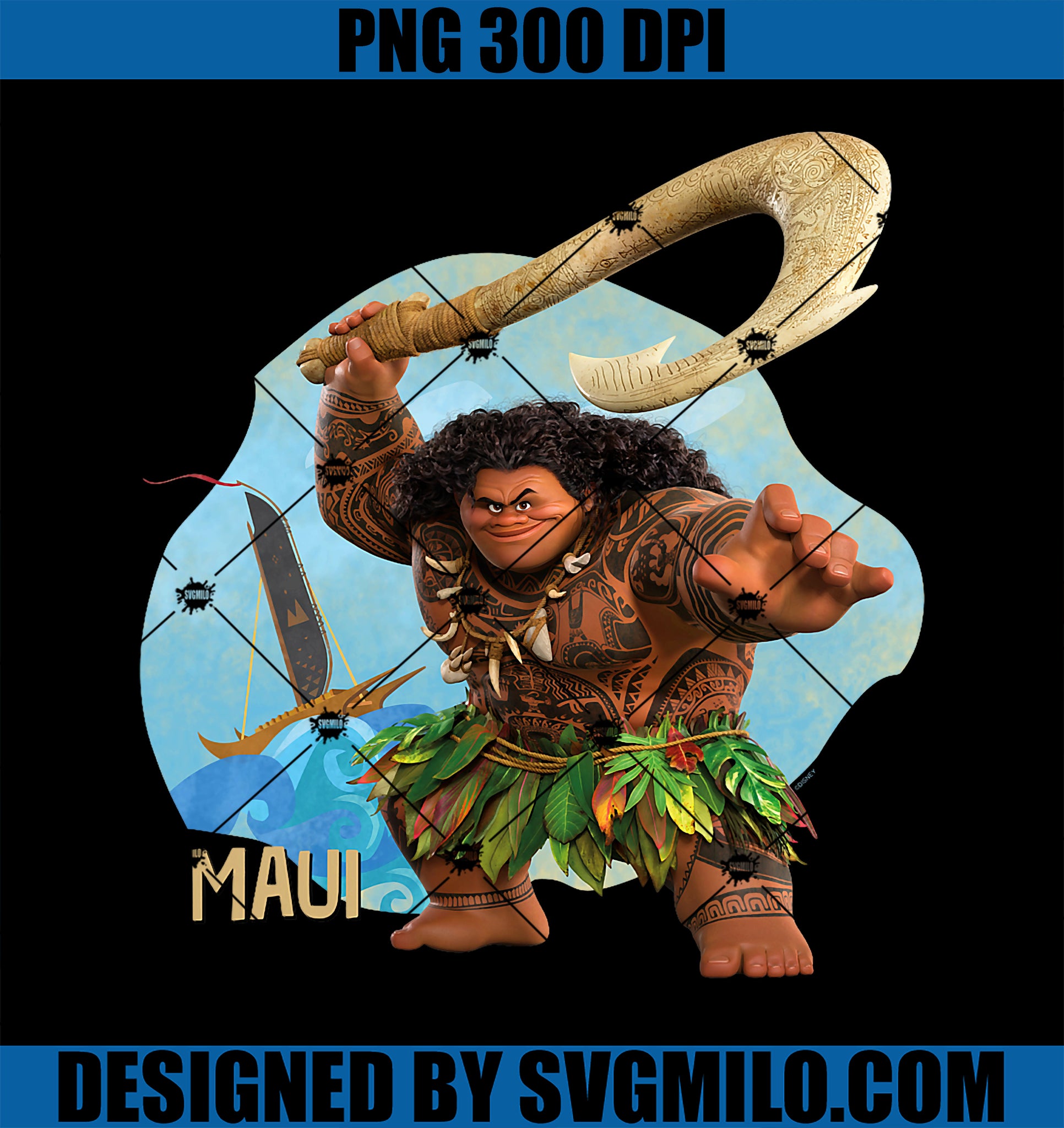 Disney Moana 2 Action Pose “Maui” with Fish Hook PNG