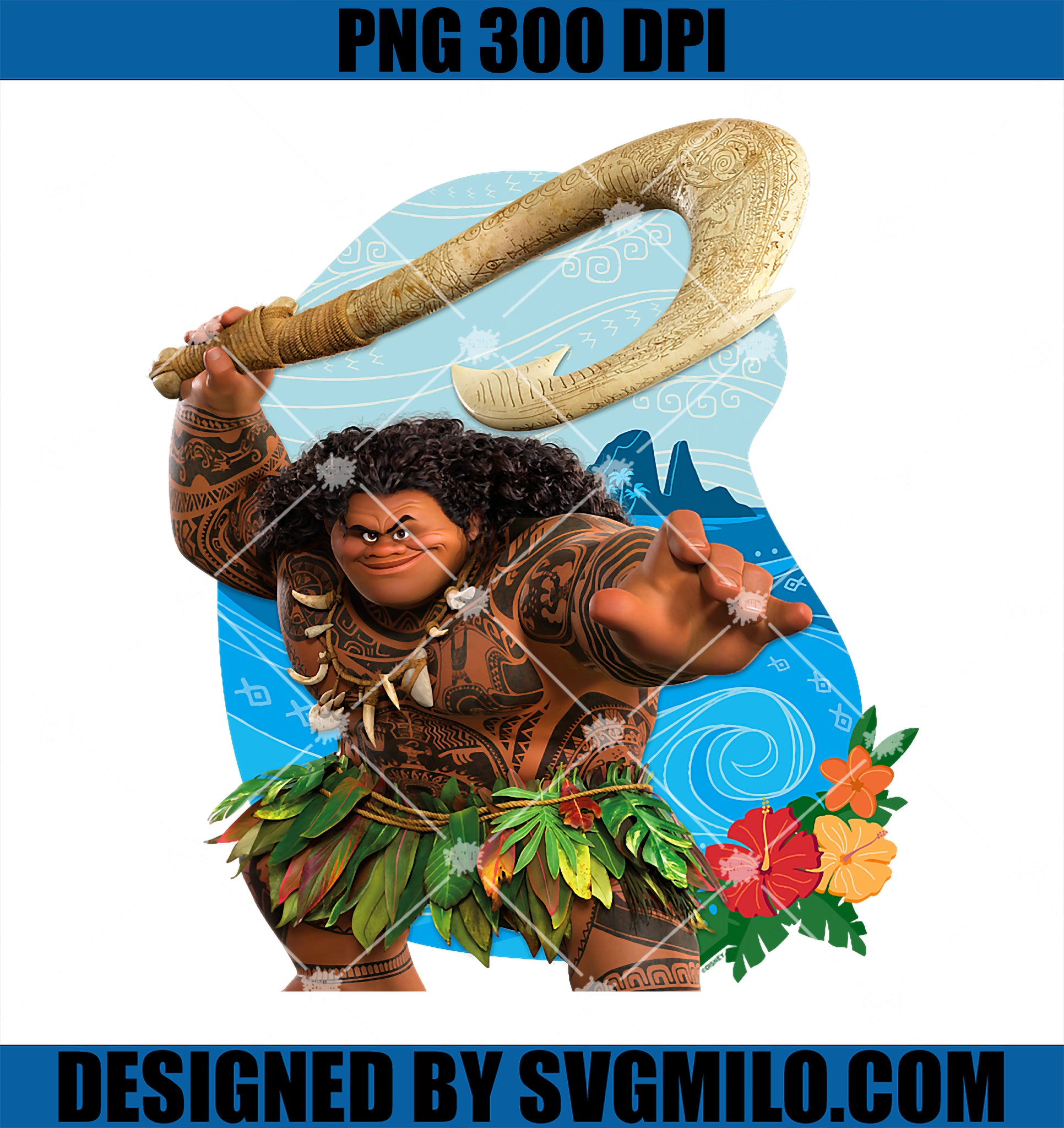 Disney Moana 2 Tropical Island Adventure Maui with Fish Hook PNG