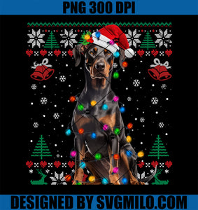 Doberman Christmas Santa Ugly Sweater Dog Lover Xmas PNG