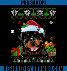 Dog lovers Cute Rottweiler Santa Hat Ugly Christmas PNG