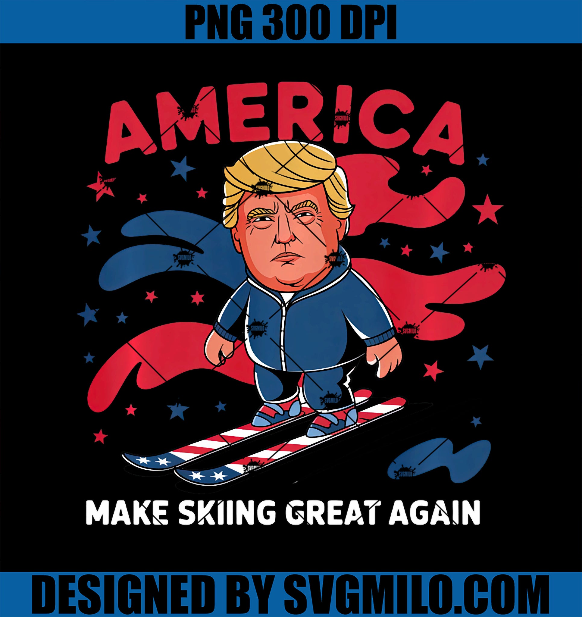 Donald Trump Skiing America PNG, Make Skiing Great Again PNG