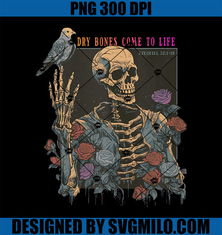 Dry Bones Come To Life PNG, Skeleton Flower PNG, Halloween PNG