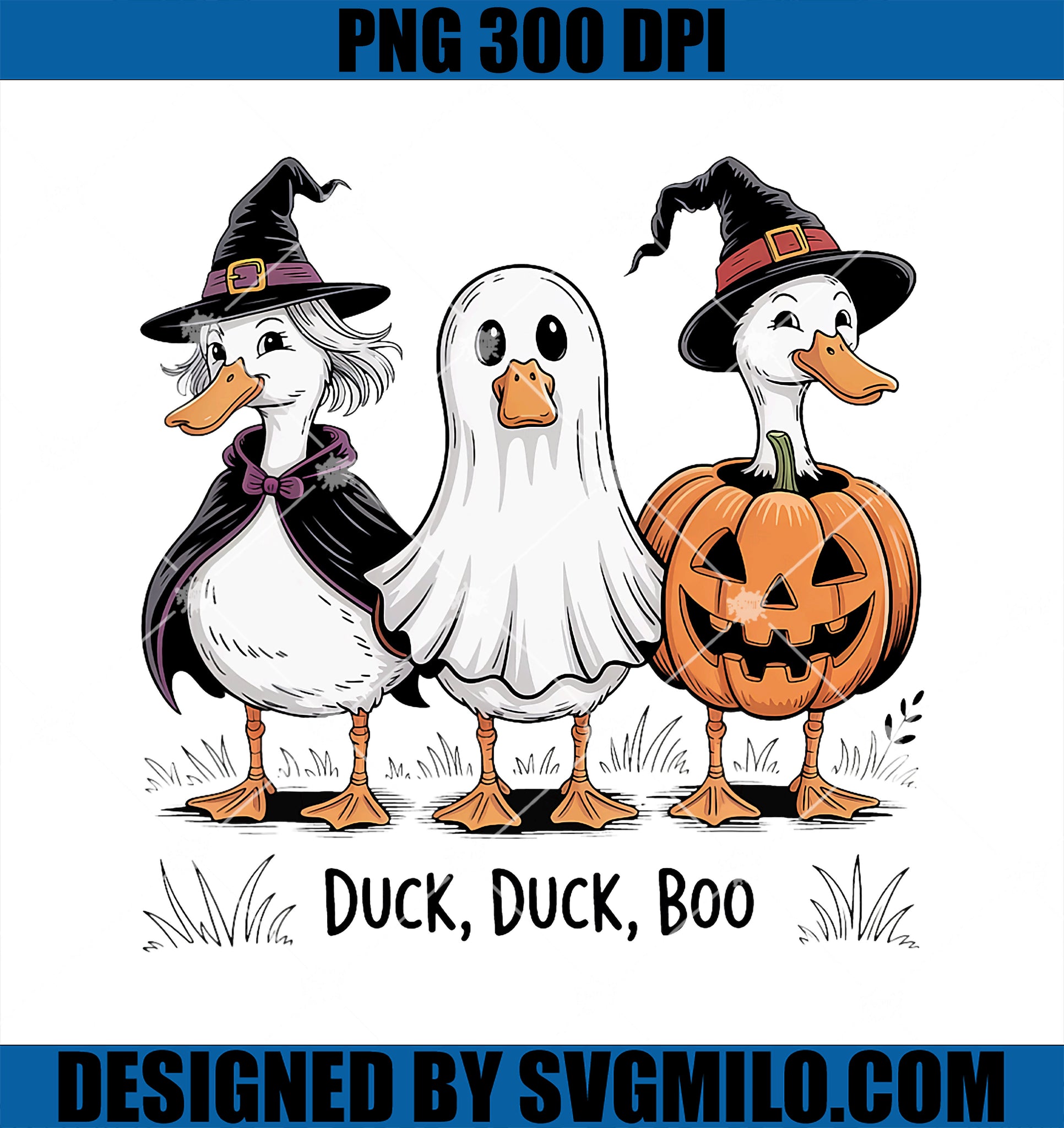 Duck Duck Boo PNG, Funny Halloween Costume Duck PNG