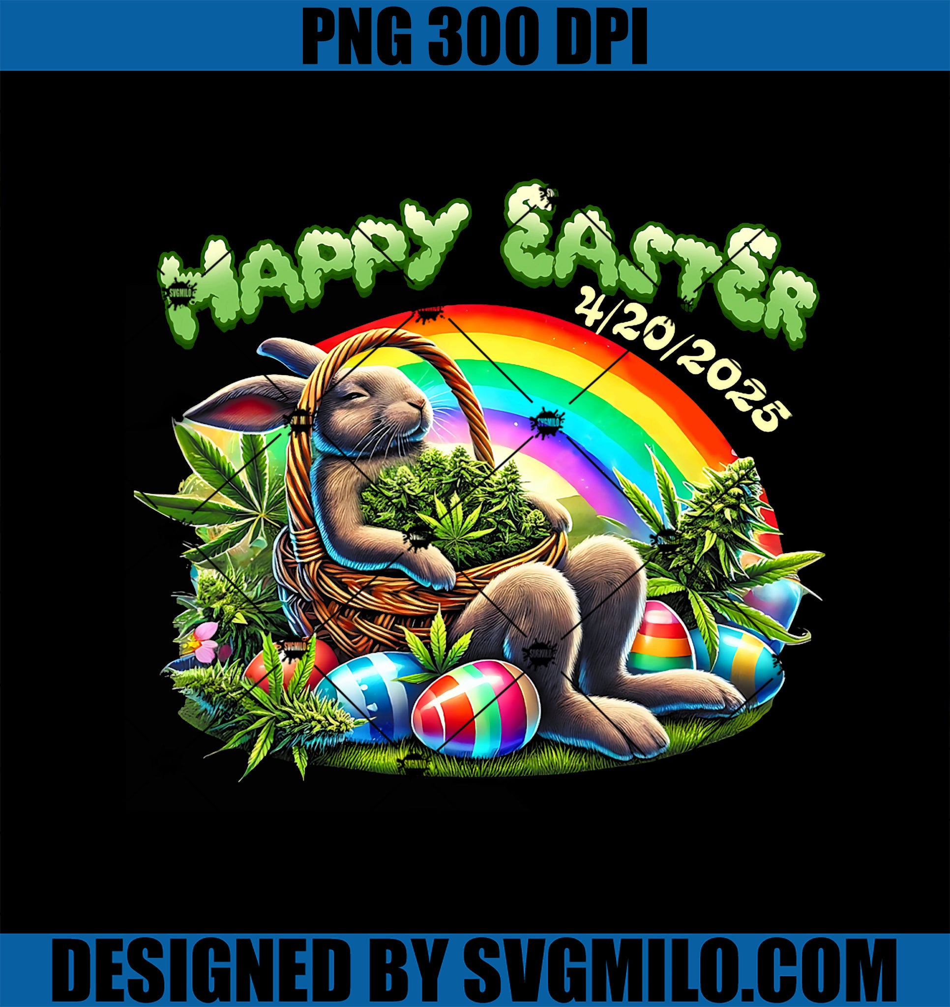 Easter Bunny Marijuana Cannabis Weed PNG, Funny 420 Humour PNG