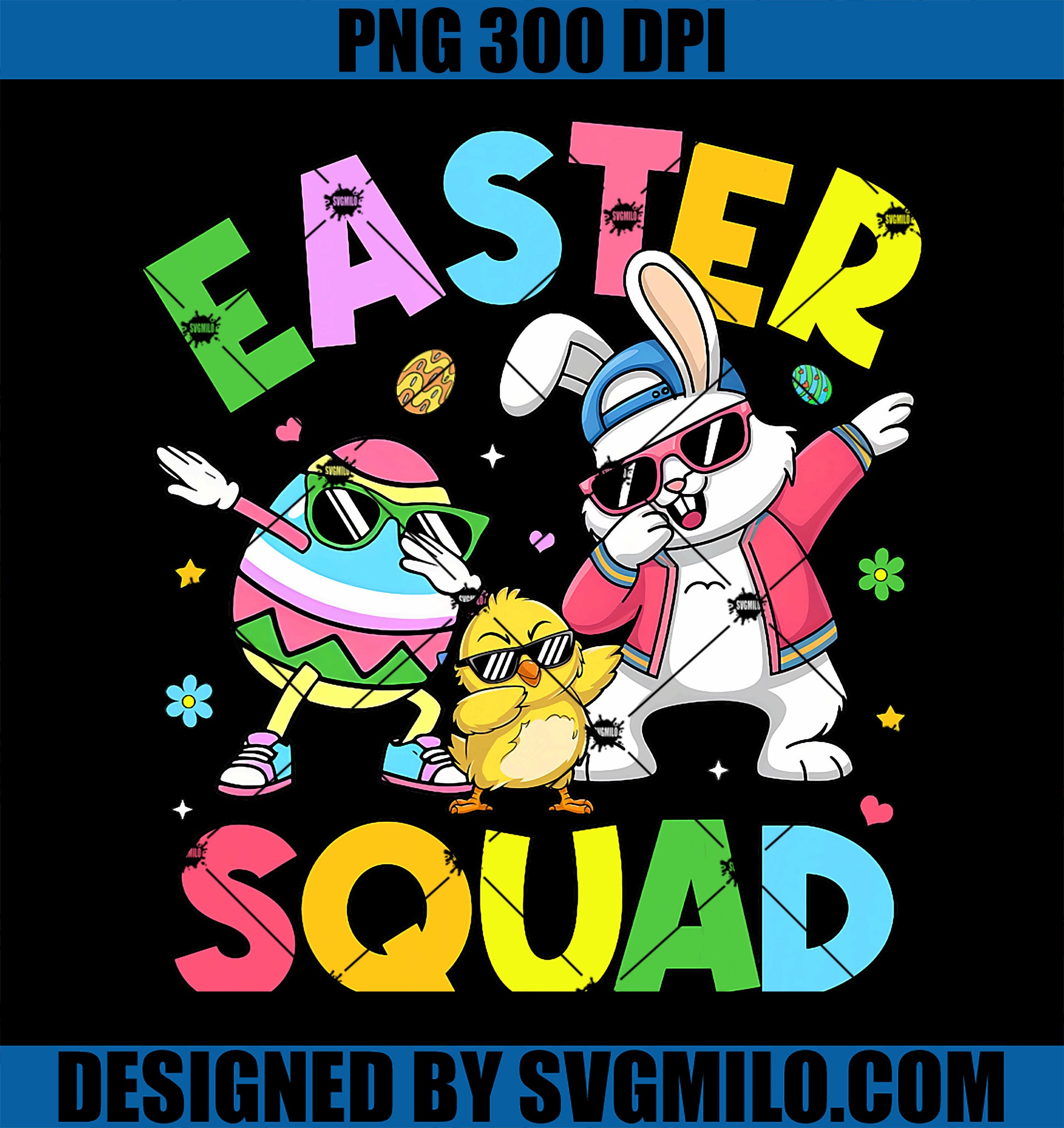 Easter Squad PNG, Dabbing Bunny Rabbit Egg Hunt Squad PNG