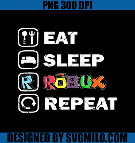 Eat Sleep Robux Repeat Shirt Noob and Professional Gamer PNG