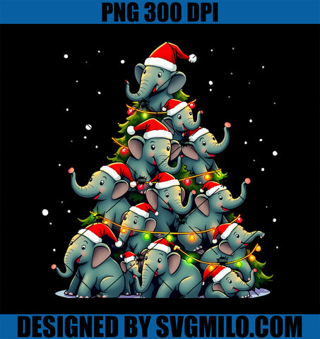 Elephant Christmas Tree PNG, Funny Jumbo Holiday Cute Elephant PNG