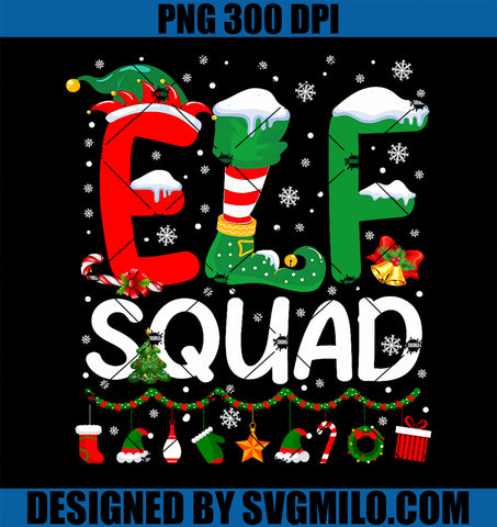 Elf Squad Christmas Family Matching Pajamas  PNG, Funny Xmas PNG