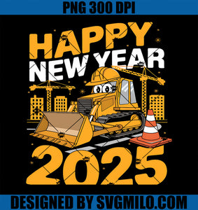 Excavator Happy New Year 2025 PNG