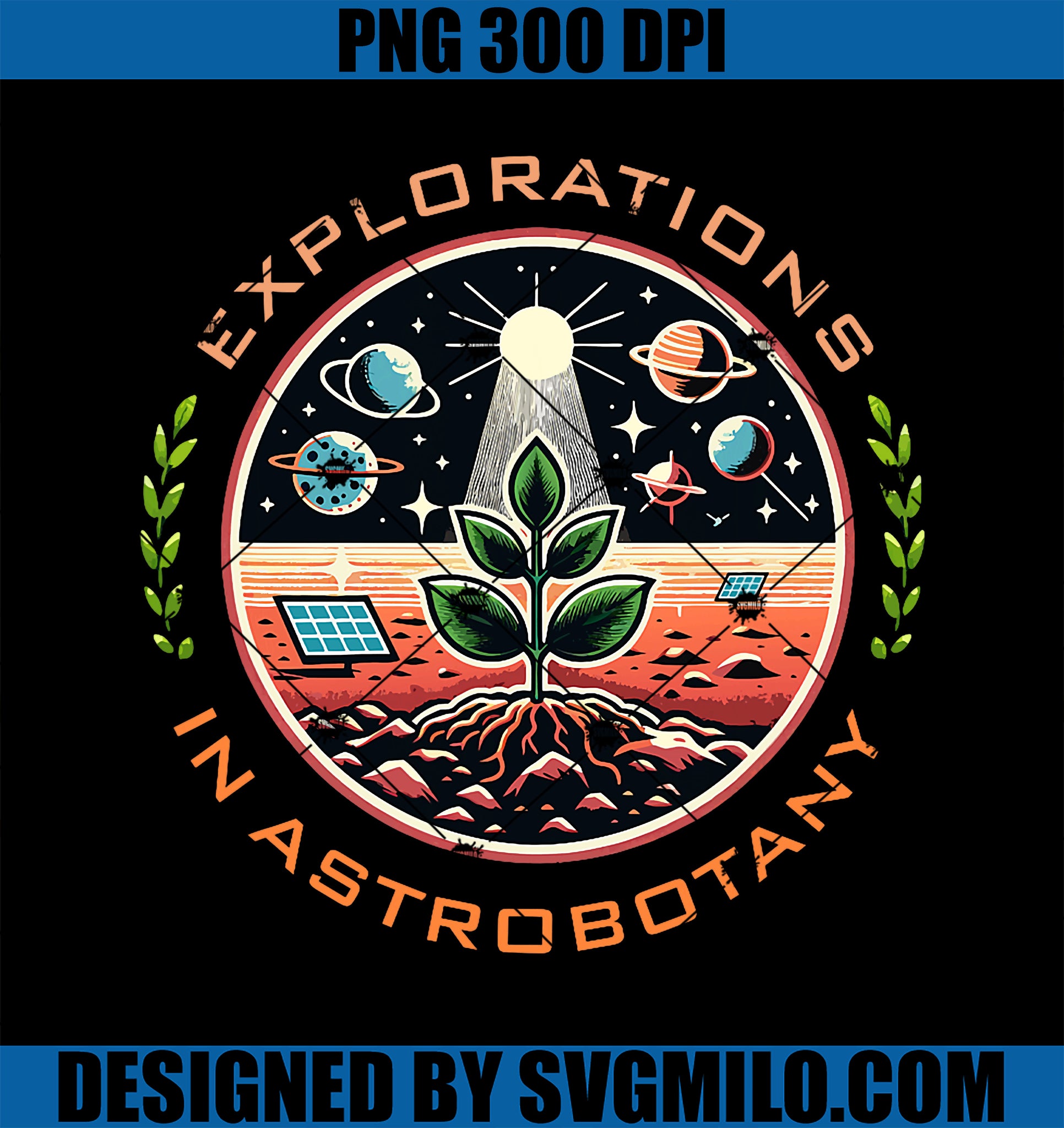 Explorations In Astrobotany PNG, Space Science Emblem Design PNG