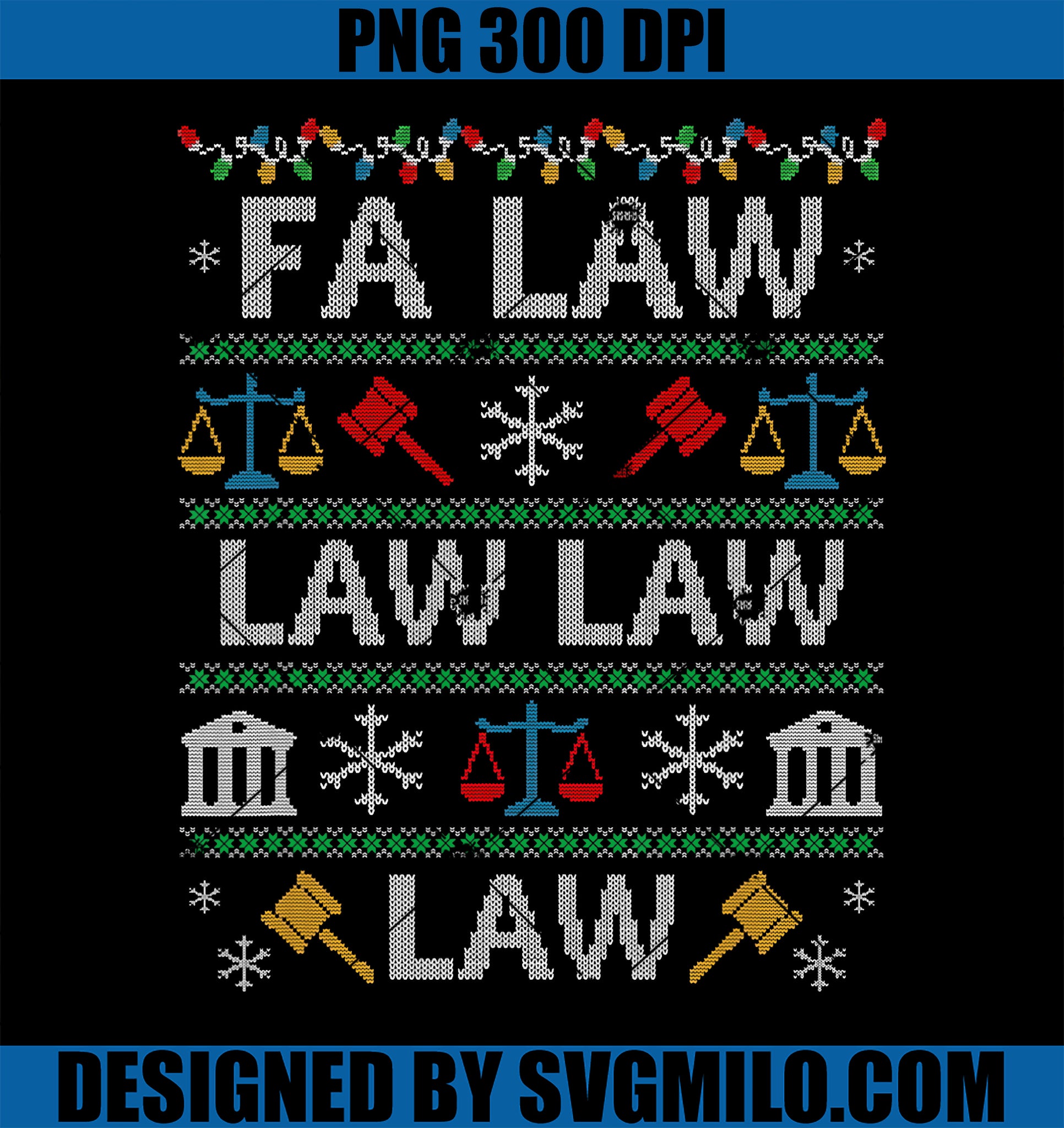 Fa Law Law Vintage Lawyer Ugly Christmas PNG