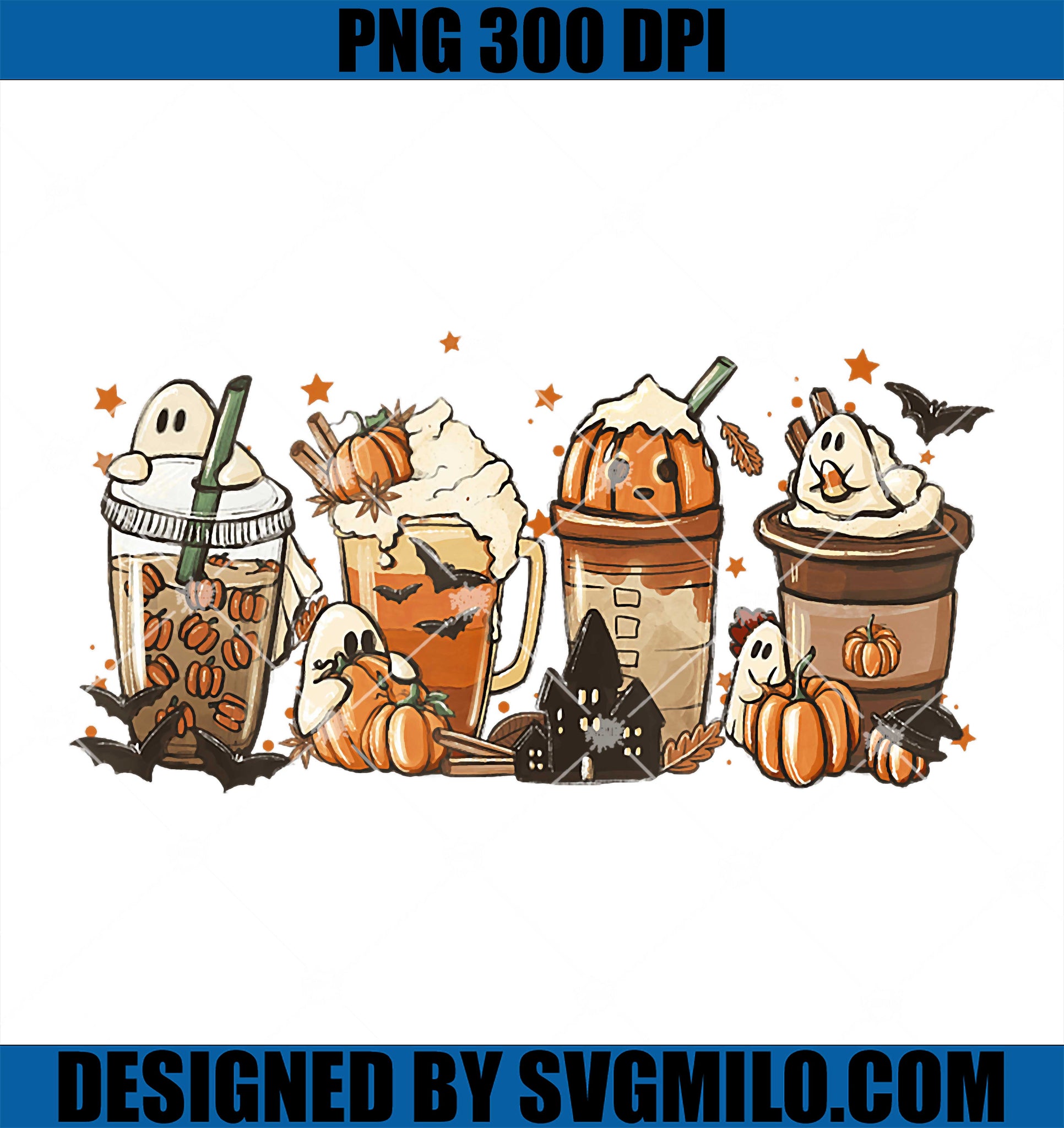 Fall Coffee PNG, Halloween Pumpkin Latte Drink Cup Spice PNG