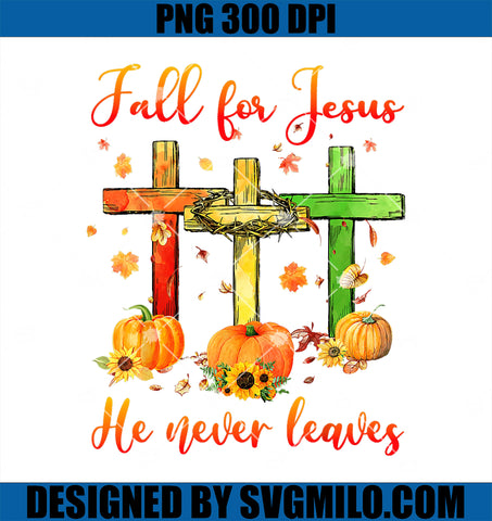 Fall For Jesus He Never Leaves PNG, Autumn Christian PNG