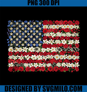 Floral American Flag Flowers Wildflowers PNG, 4th of July PNG