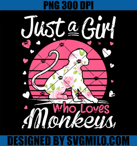 Floral Monkey Vintage Just A Girl Who Loves Monkeys PNG