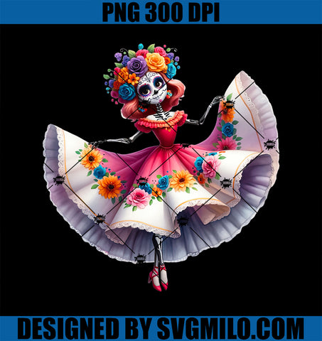 Floral Sugar Skull Day of Dead Dia de Los Muertos PNG