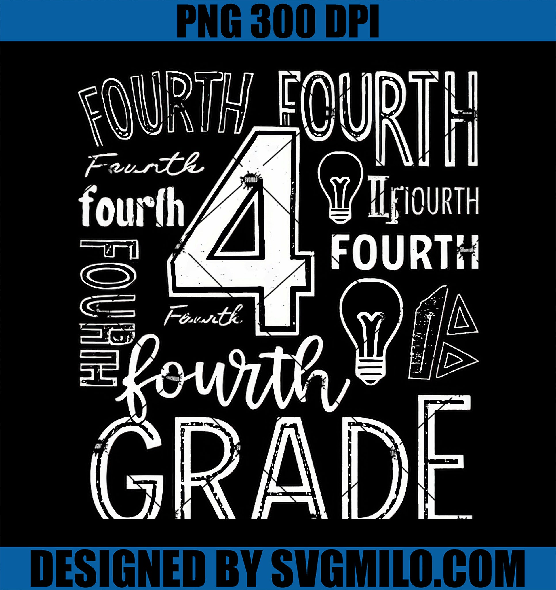 Fourth 4th Grade PNG, Typography Back To School PNG