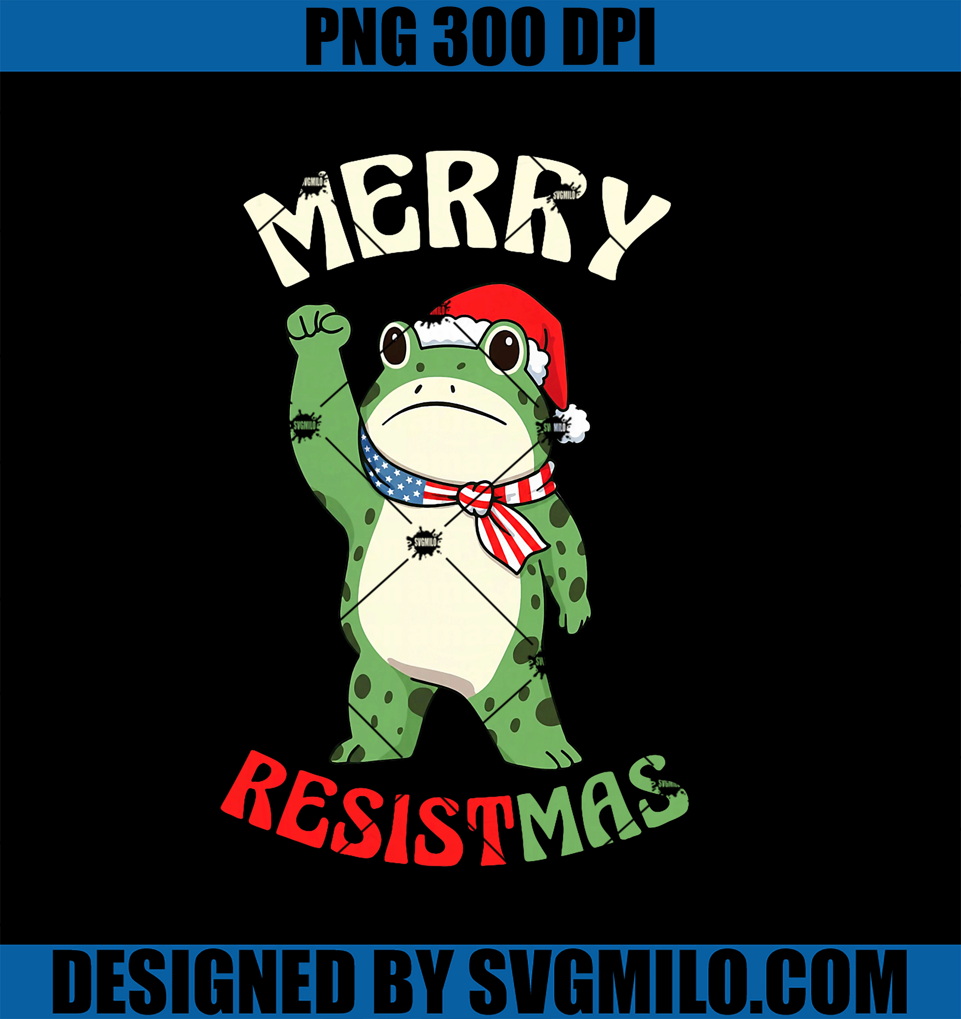 Resistmas Rabbit Frog Retro Merry Resistmas PNG, Funny Political Christmas PNG