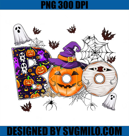 Funny Boo Donuts Witch Mummy Spiders PNG, Boo Happy Halloween PNG