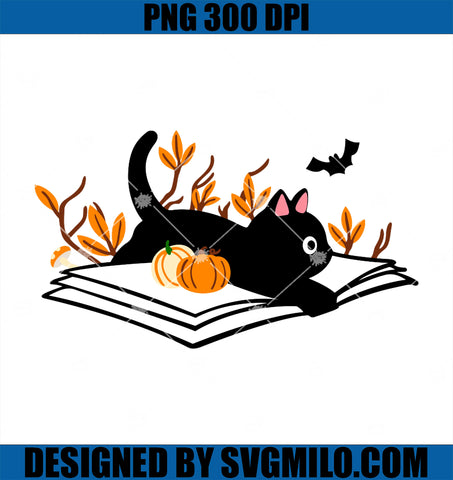 Funny Cat Reading Book PNG, Halloween Cat PNG, Halloween Cat Fall PNG
