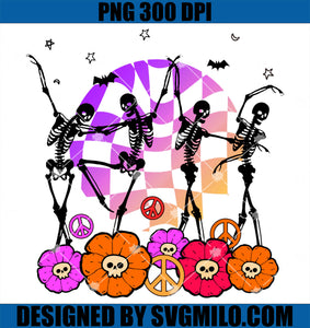 Funny Halloween Pumpkin Dancing Skeleton PNG, Skeleton Flower Dancing PNG