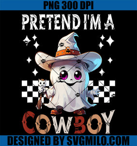 Funny Lazy Halloween PNG, Pretend I'm A Cowboy Last Minute PNG