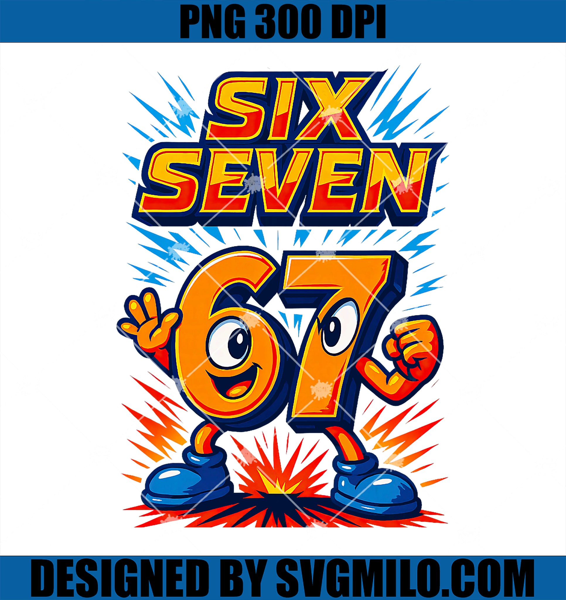 Funny 67 Six Seven PNG, Italian Brainrot Boys Girls 6 7 Meme PNG