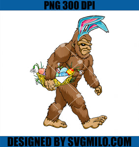 Funny Bigfoot Rabbit PNG, Carrying Eggs Yeti Easter Day PNG