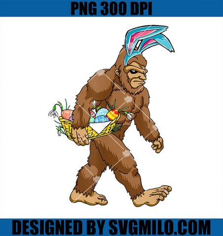 Funny Bigfoot Rabbit PNG, Carrying Eggs Yeti Easter Day PNG