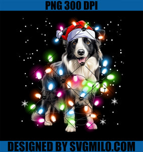 Funny Border collie dog Christmas Tree Lights PNG